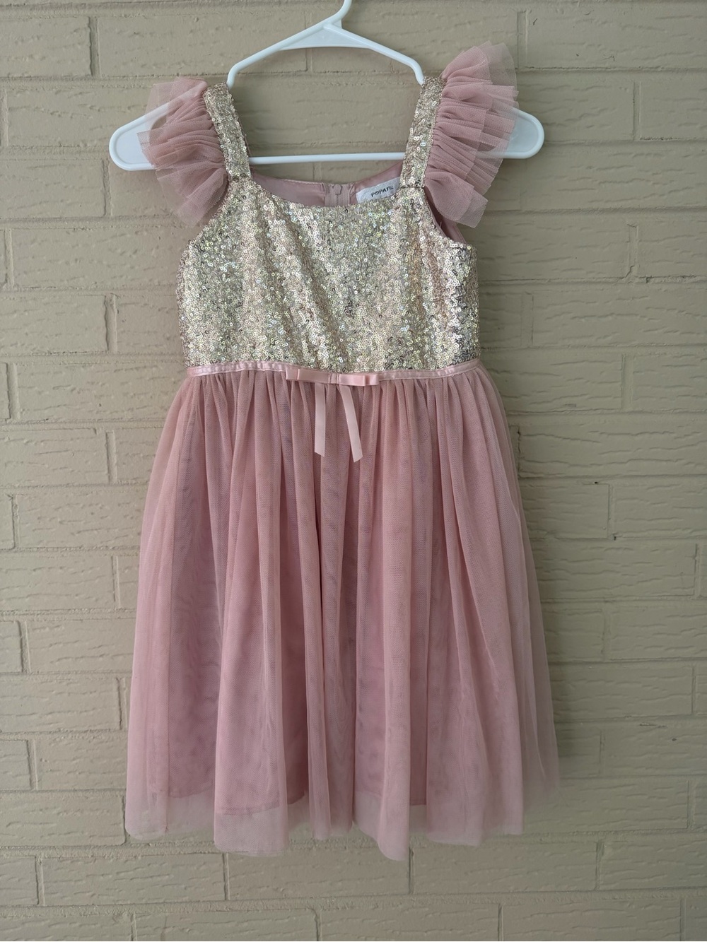 Popatu Pink Sequin Tulle Party Dress
